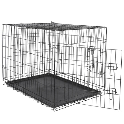 US42 inch folding metal cage dog kennel double door