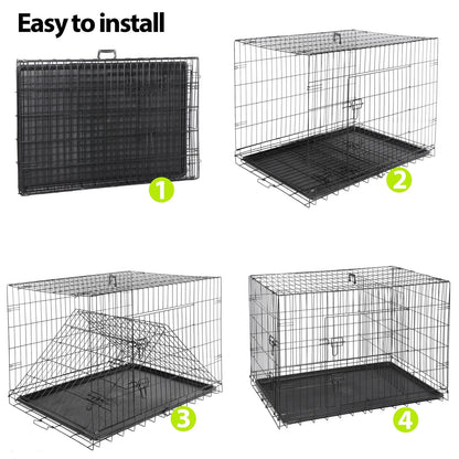 US42 inch folding metal cage dog kennel double door