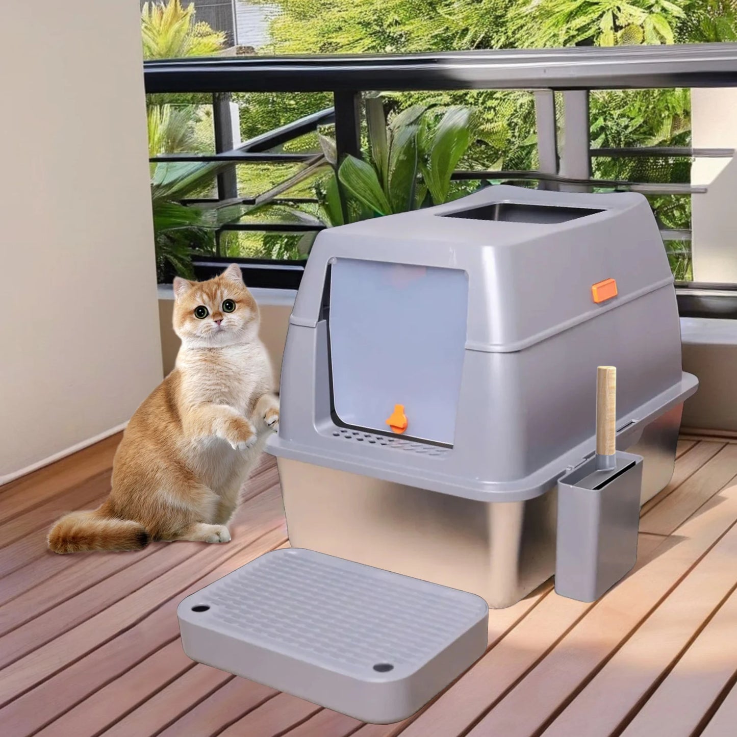 Enclosed Cat Litter Box Front Top Exit