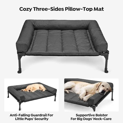 Cooling Elevated Dog Bed + Waterproof Removable Pillow-Top