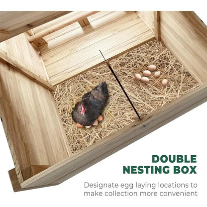 57.6'' Wooden Chicken Coop Hen House with 2 Nesting Boxes