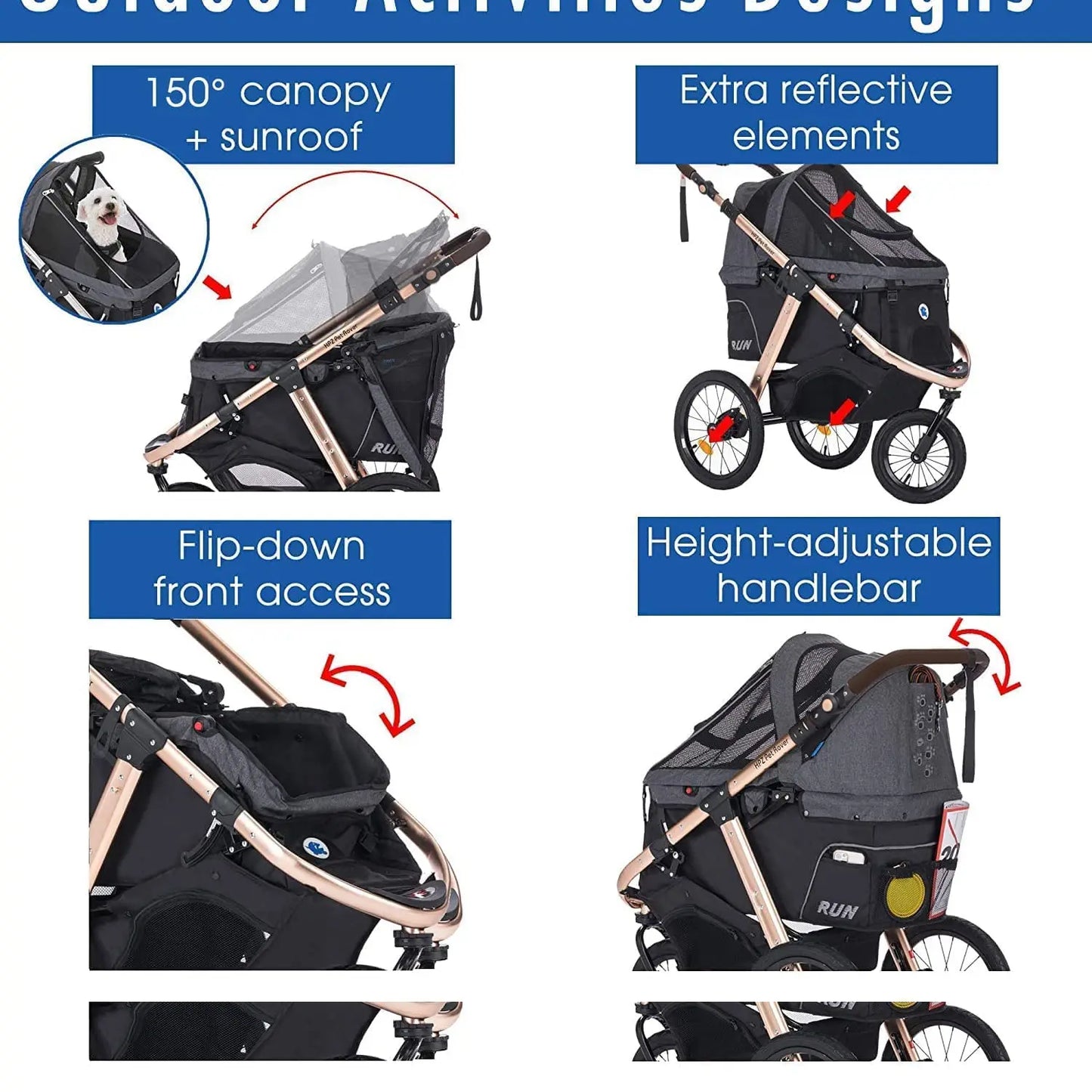 Jogging Sports Stroller with Comfort Rubber Wheels