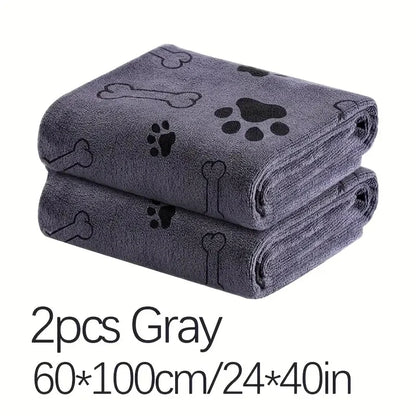 2pcs Soft Microfiber Dog Towels - Quick Dry
