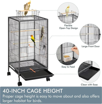 40 Inch Bird Cage Open-Top Parrot Cage