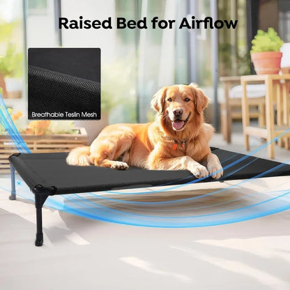 Cooling Elevated Dog Bed + Waterproof Removable Pillow-Top