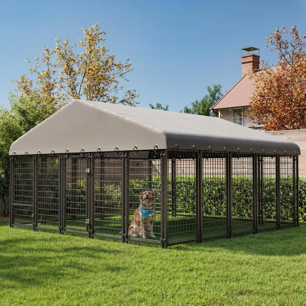 10X10FT Large Heavy-Duty Outdoor Dog Cage with Roof