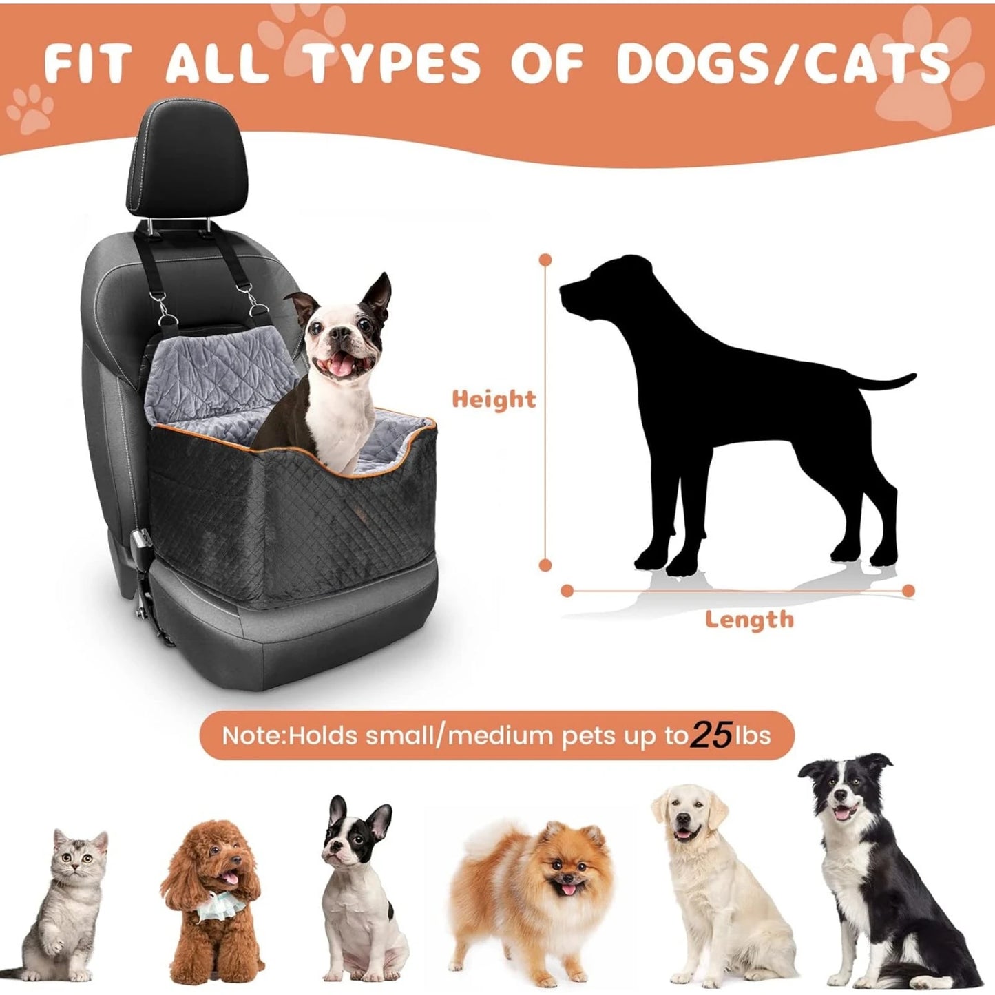 Memory Foam Booster Dog Car Seat