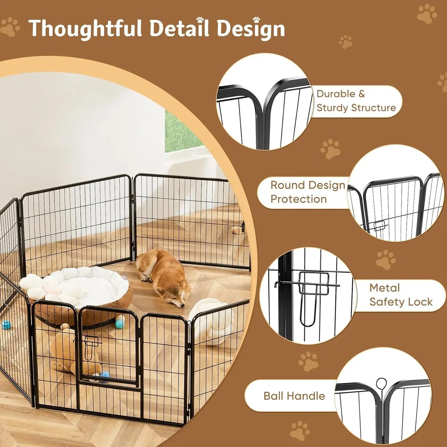 Indoor/Outdoor 16 Panel 40" Height Metal Pen with Door