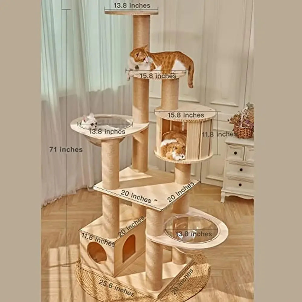 Real Wood Cat Tree Tower Condo