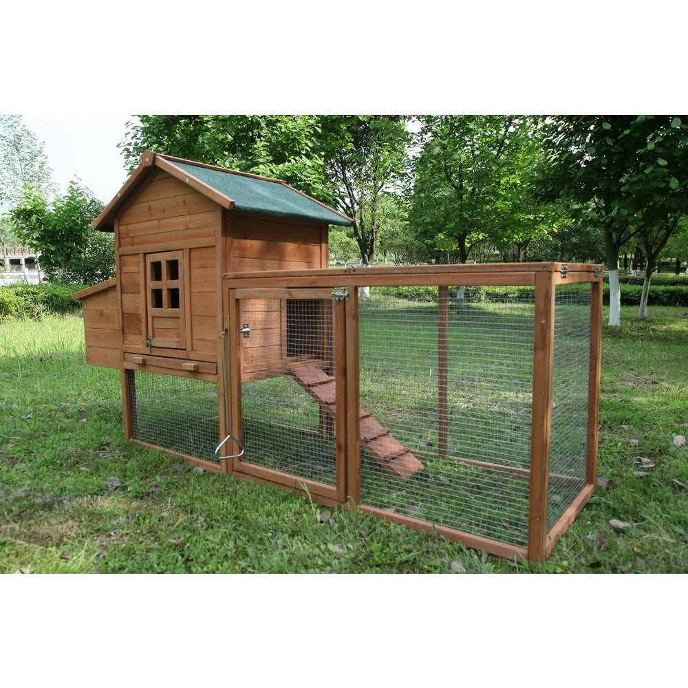 Outdoor 80'' Weatherproof Wooden Chicken Coops Nest Box