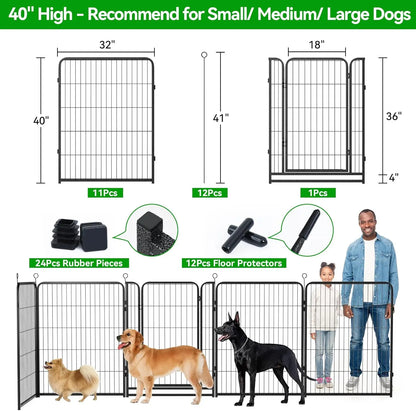 Dog Playpen Outdoor Extra Wide 12 Panels 40" Height