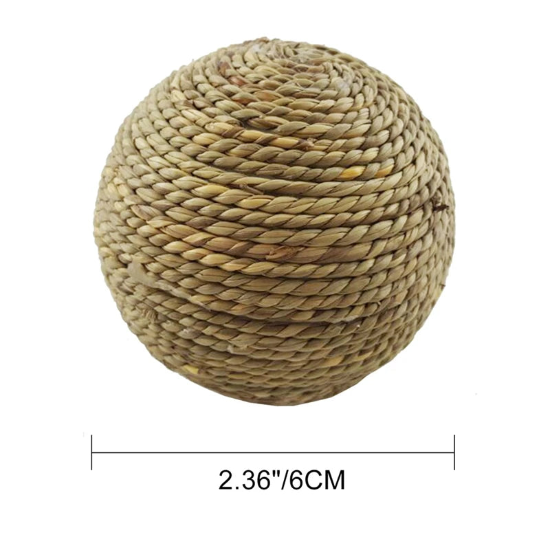 4PCS Pet Chew Toy Natural Grass Ball