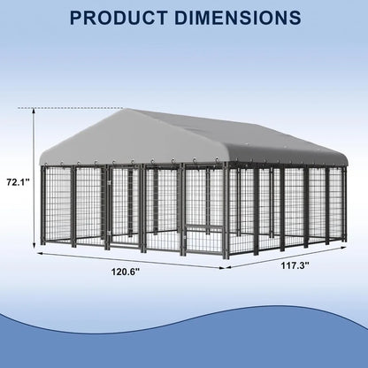 10X10FT Large Heavy-Duty Outdoor Dog Cage with Roof