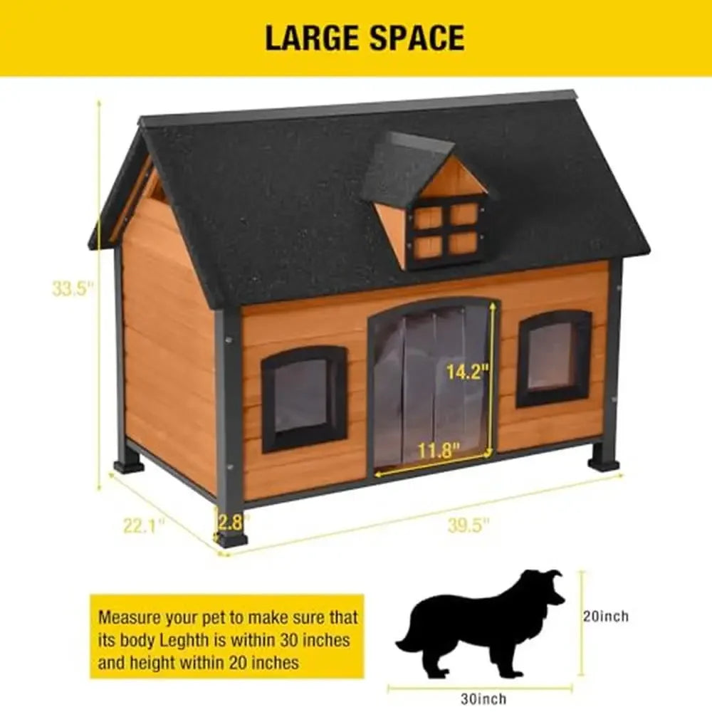 Large Dog House Insulated Wooden Kennel