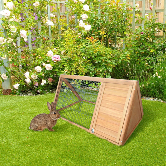 Wooden A-Frame Outdoor Rabbit Cage