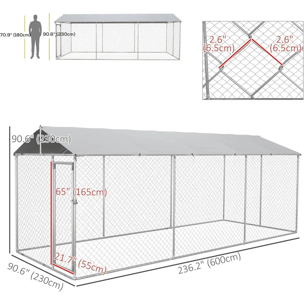 Outdoor large heavy-duty dog cage with waterproof cover