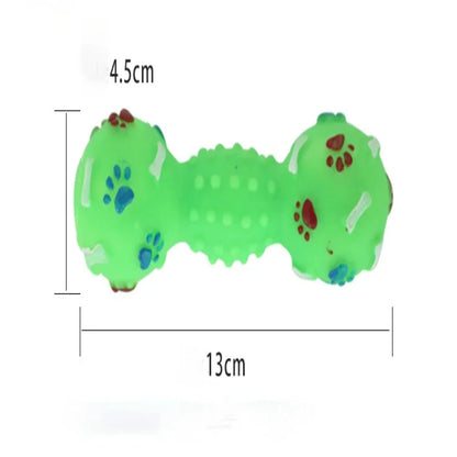 Solid PVC Paw Print Dumbbell  Chew Interactive Squeaker